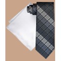 Men's Ornate Block Tie & Solid Pocket Square Set