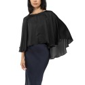 Women's Satin Capelet Evening Wrap with Closure