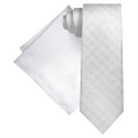 Men's Extra Long Textured Tonal Tie & Solid Pocket Square Set