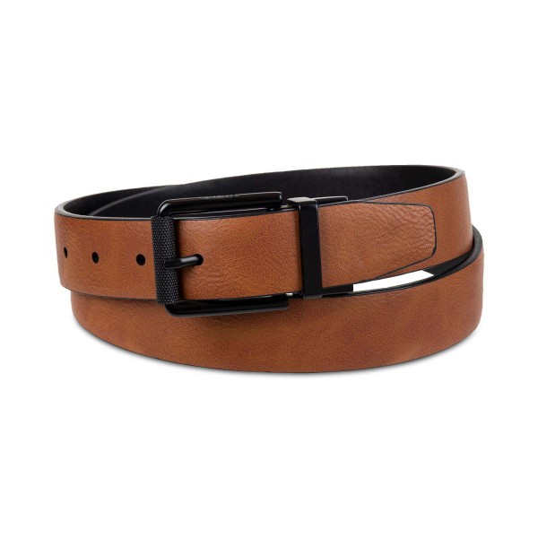 Men's Reversible Faux-Leather Stretch Dress Belt