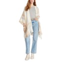 Women's Brushed-Border Plaid Cape Sweater