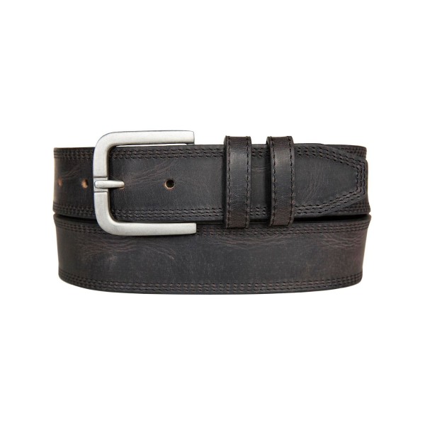 Men's Triple Needle Stitched Leather Belt