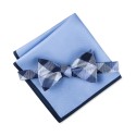 Men's Buffalo Check Bow Tie & Solid Pocket Square Set