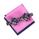 Men's Tartan Plaid Bow Tie & Pocket Square Set